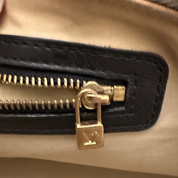 Louis Vuitton Alma Long Tan and Navy Monogram Satchel - Picture 12 of 14